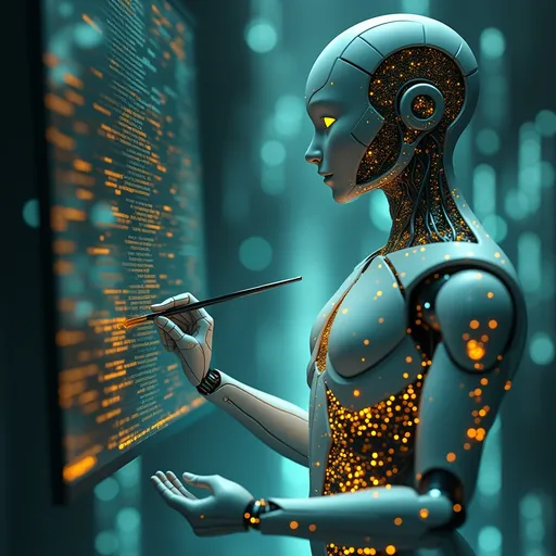 An Ai avatar creating digital art